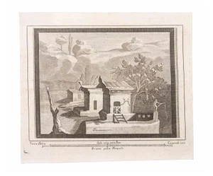 Francesco Cepparoli, Victory in Seascape with Monument, Etching, 18th Century