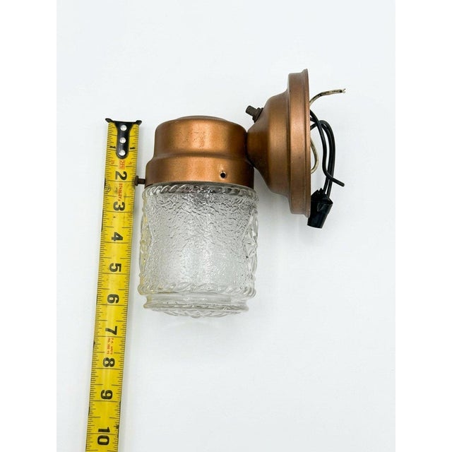 1930s 1930s Art Deco Puritan Copper Glass Jar Wall Sconce For Sale - Image 5 of 6