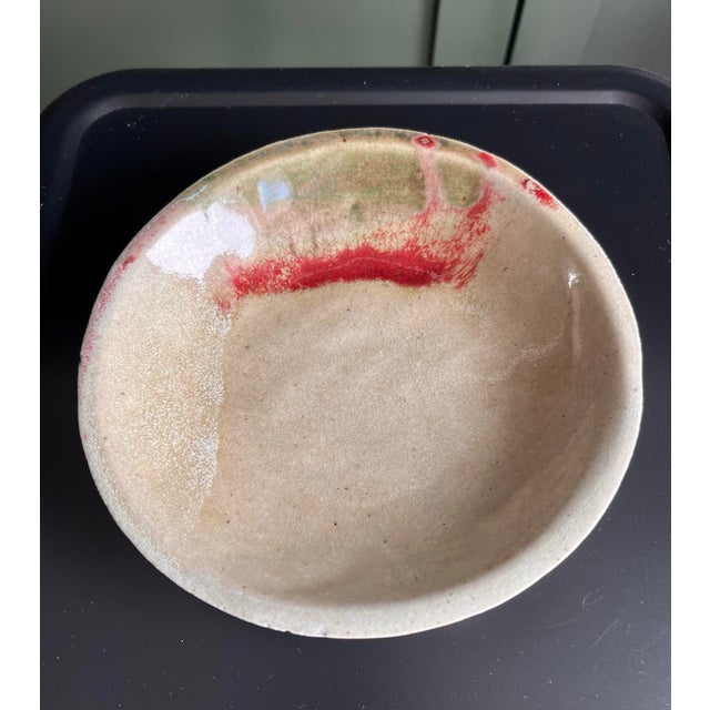 Hand-Thrown Jinsa Kintsugi Inspired Studio Pottery Catchall With Russet Vein For Sale - Image 4 of 9
