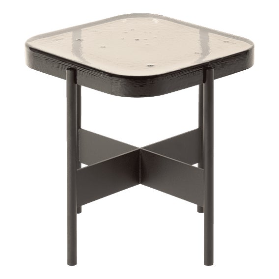 Alwa Square Two Side Table with Transparent Top and Black Base by Sebastian Herkner for Pulpo For Sale