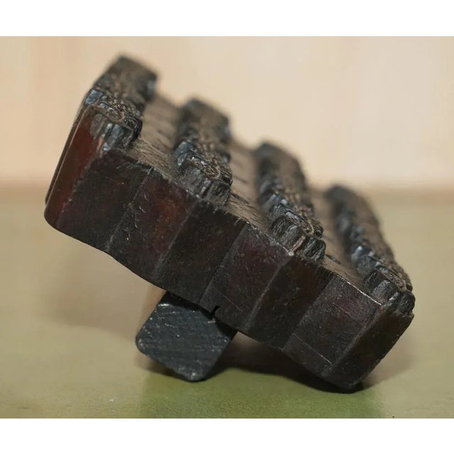 Wood Large Antique Hand Carved Floral Printing Block for Wallpaper For Sale - Image 7 of 13