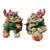 Vintage Shiwan Ware Foo Dog Statues | Pair of Ceramic Guardian Lions / Pixiu | 8" Tall For Sale