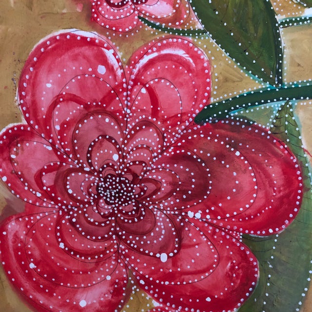 Contemporary Original Painting, Oil on Paper by Cassandra Auker, “Flower Burst With Red and White” For Sale - Image 4 of 6