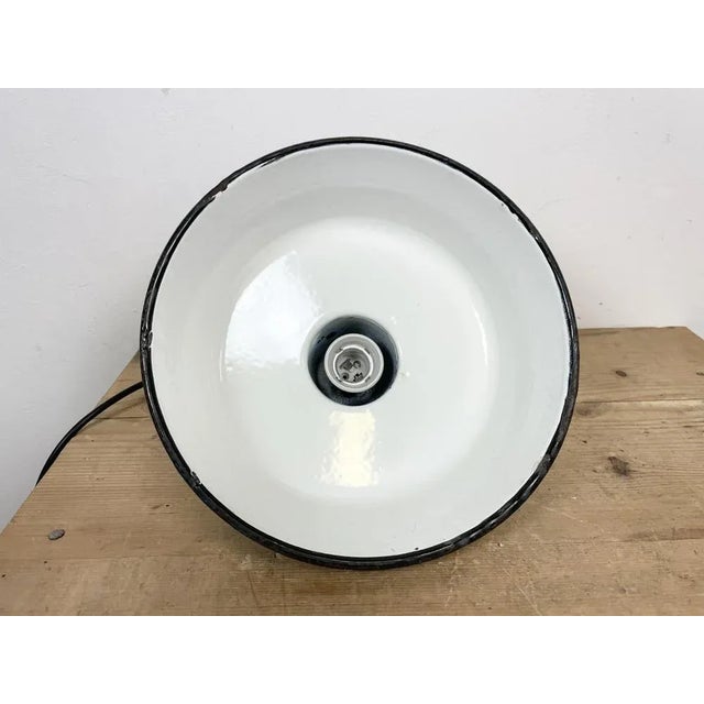 Small Industrial Green Enamel Pendant Lamp, 1960s For Sale - Image 12 of 13