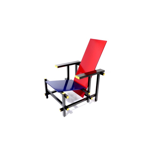 Vintage Red and Blue Chair by Gerrit Thomas Rietveld for Cassina, 1970s For Sale - Image 9 of 18