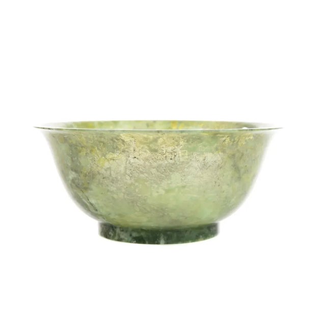 Chinese Chinese Vintage Spinach Jade Bowl For Sale - Image 3 of 8