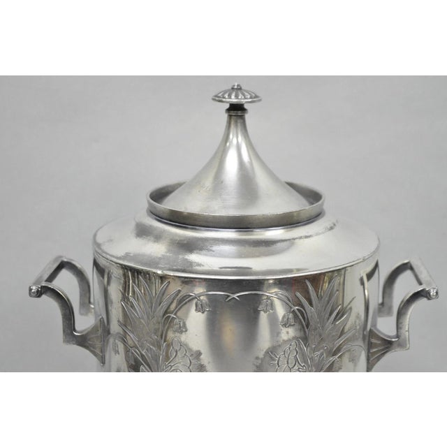 Victorian Antique Victorian Silver Plated Floral Engraved Coffee Samovar by Lucius Hart For Sale - Image 3 of 18