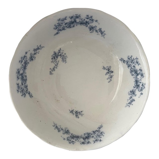 Victorian Wash Basin Ca 1894 Pitcairns Limited Porcelain Royale Tunstall, England Blue Transferware For Sale