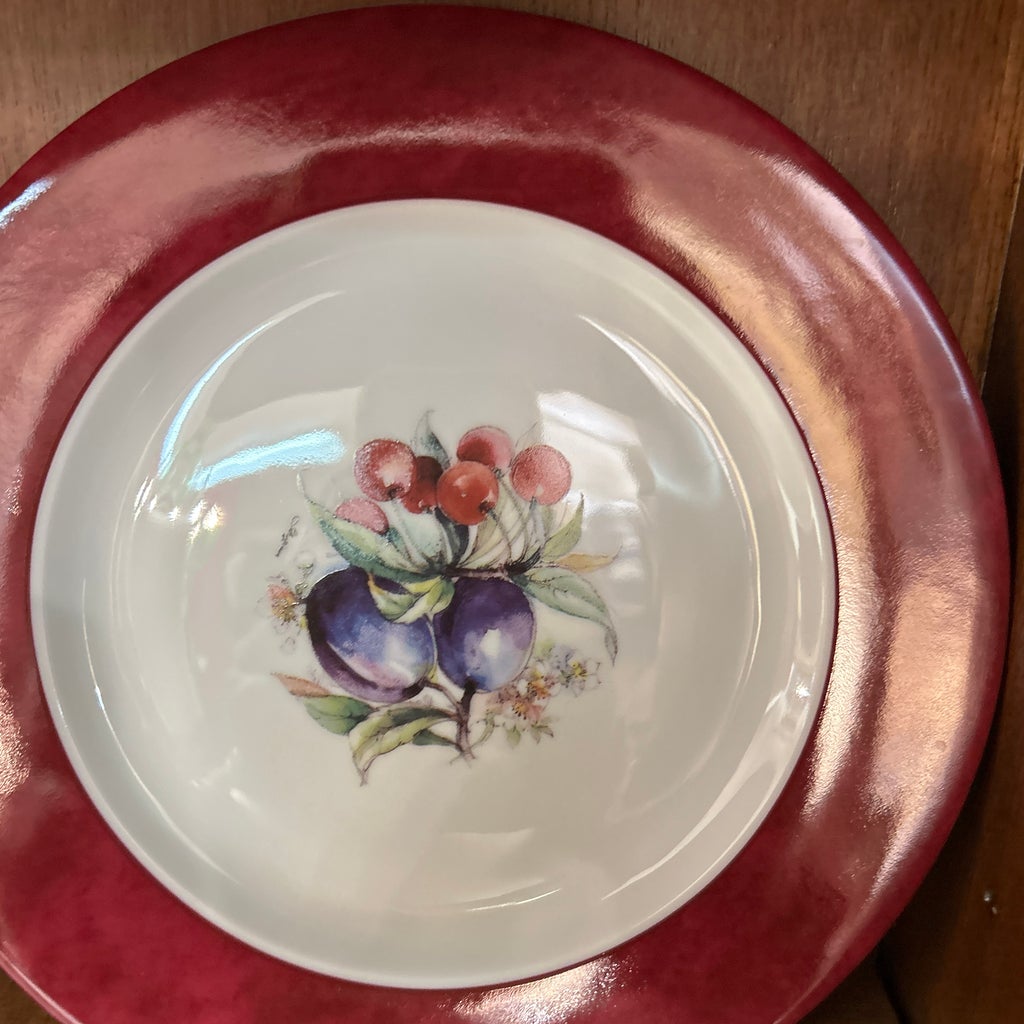 TQ134●Philippe Deshoulieres：フルーツ柄プレート6枚 Philippe Deshoulieres Limoges Porcelain Fruit Plates Set of 6