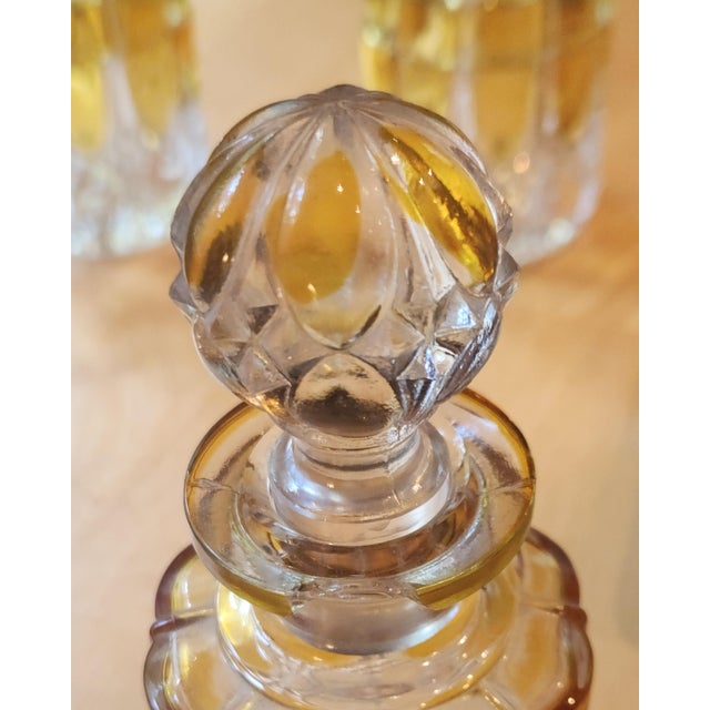 1900s Val St Lambert Yellow & Clear Vanity Set - 3 Piece Set For Sale - Image 16 of 17