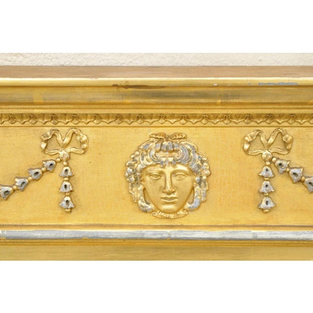 Mid 19th Century Antique Large 83" Victorian Gold Giltwood Figural Triple Overmantle Mirror For Sale - Image 5 of 12