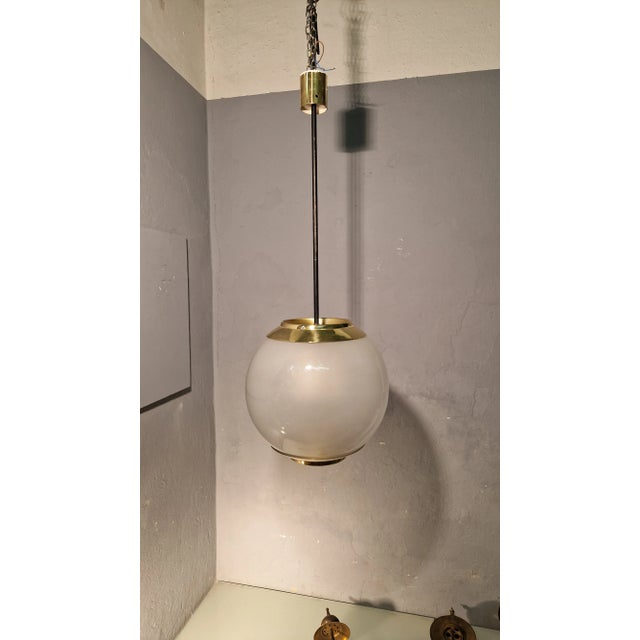 Large LS2 Pendant in Brass by Luigi Caccia Dominioni for Azucena For Sale - Image 6 of 9