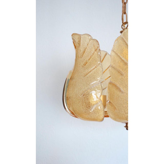 Scandinavian Brass Ice Glass Five-Light Chandelier from Carl Fagerlund, 1960s For Sale - Image 6 of 11