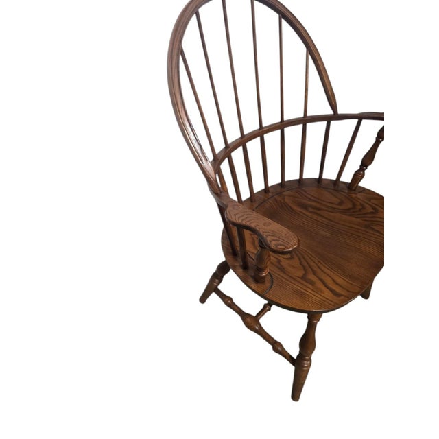 Wood Vintage Oak Double-Bow Windsor Armchair For Sale - Image 7 of 7