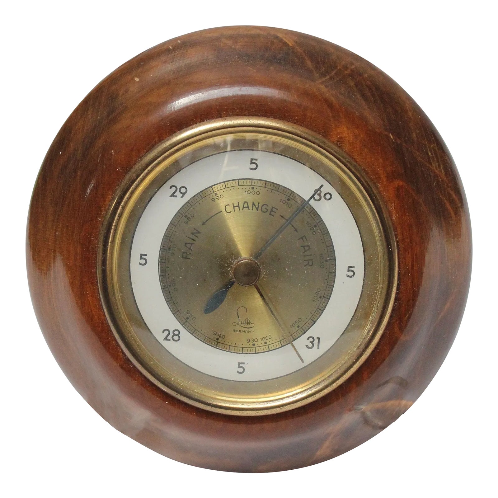 Vintage German Mahogany and Brass Barometer Weather Station by Lufft ...