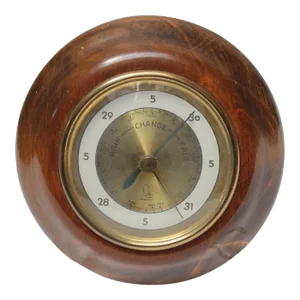 Vintage German Mahogany and Brass Barometer Weather Station by Lufft