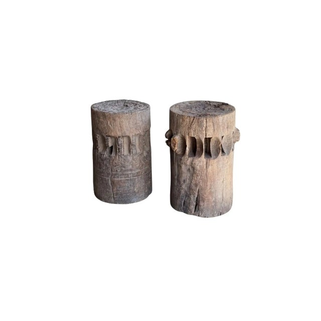 1910s Set of Solid Teak Sugar Cane Crushers / Grinders From Java, Indonesia C. 1900 For Sale - Image 5 of 11