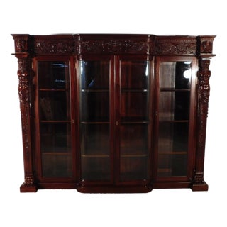 Massive R J Horner Antique Renaissance Revival Baroque Carved Figural Bookcase For Sale