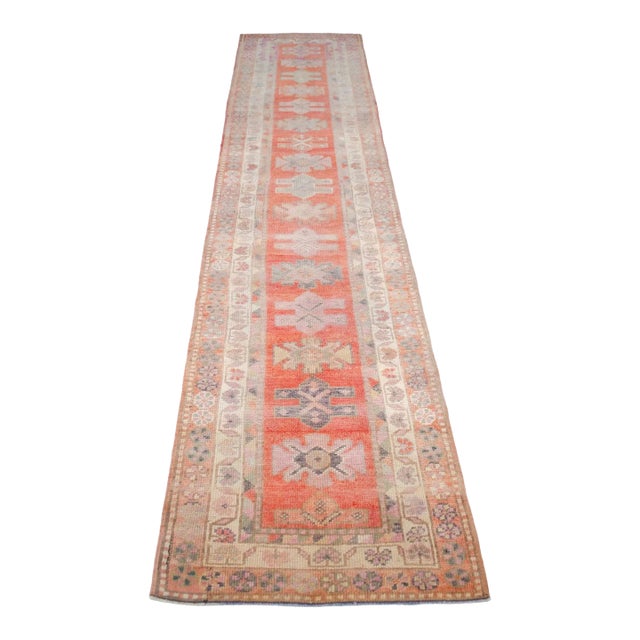 Kurdish Herki Hand-Knotted Distressed Runner Low Pile Hallway Decor For Sale