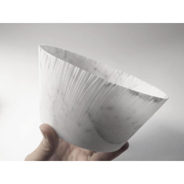 Stone Drap A Oval Decorative Bowl in White Carrara Marble by Bufalini Marmi For Sale - Image 7 of 9
