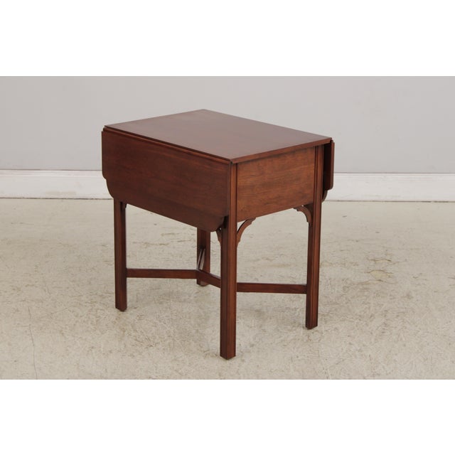 1990s Henkel Harris Cherry 2 Drawer Drop Leaf Table For Sale - Image 5 of 15
