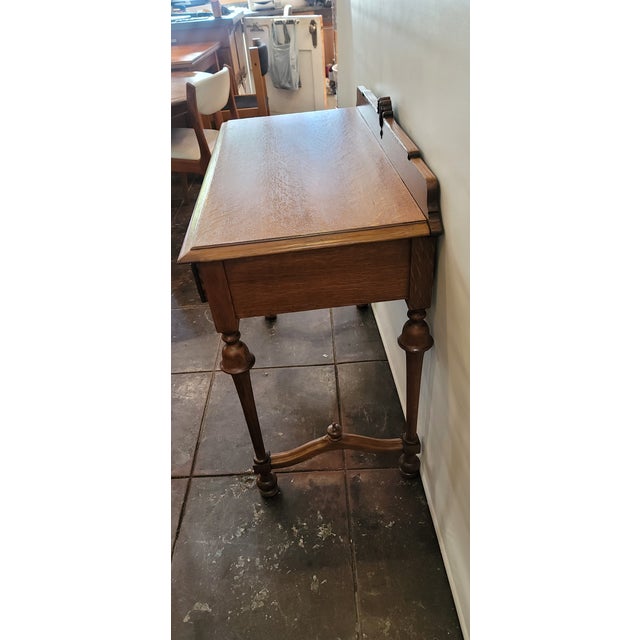 Antique 1880s Oak Desk With Drawer Quarter Sawn Grain For Sale In San Diego - Image 6 of 12