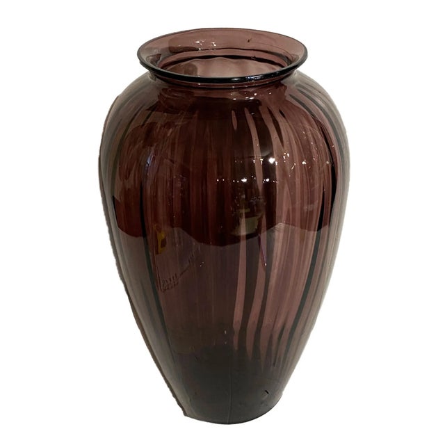 Vintage Amethyst Color European Art Glass Vase For Sale - Image 4 of 5