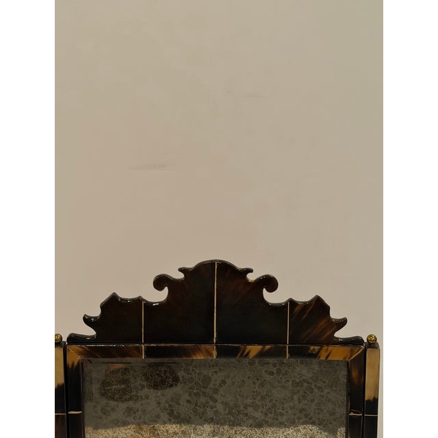 Vintage English Horn & Aged Mirror Dressing Tabletop Mirror For Sale - Image 16 of 17