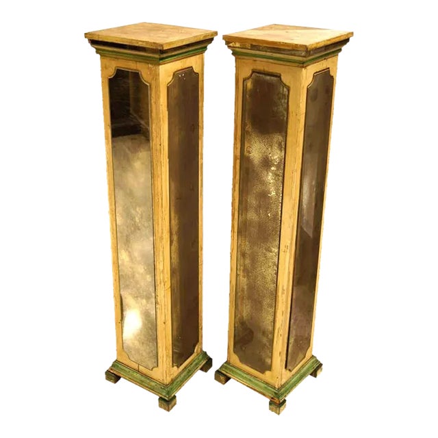 Mirrored Pedestals in Style of Maison Jansen - A Pair For Sale