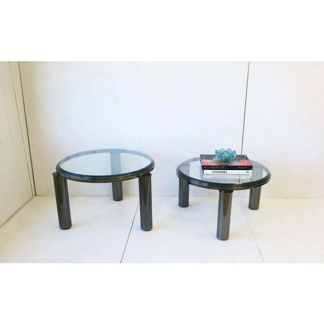 Charcoal Postmodern Smoked Chrome and Glass Cocktail Tables by Dia, Ca. 1990s, Set of 2 For Sale - Image 8 of 13