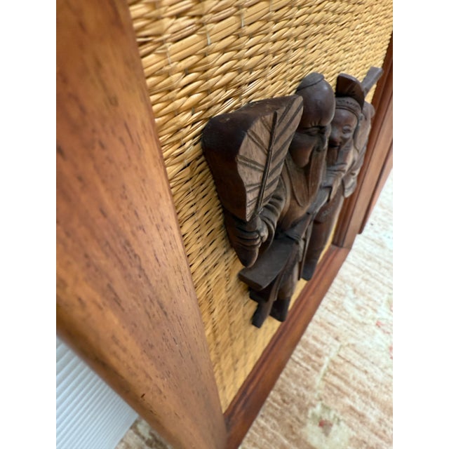 Vintage Taiwanese Carved Teak Figural Art, Pair For Sale - Image 10 of 12