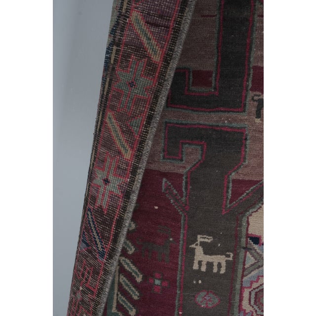 Hand-Knotted Caucasian Animal Runner Rug 3'9'' X 10'6'' For Sale - Image 10 of 12