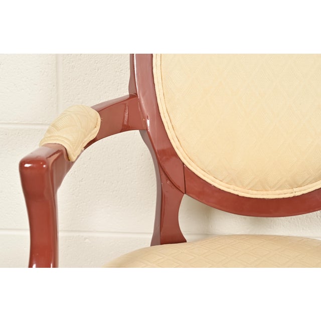 Karges Style French Provincial Louis XV Brown Lacquered Dining Chairs, Set of Six For Sale - Image 9 of 14