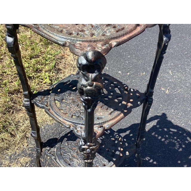 Victorian Antique French Victorian Cast Iron 3 Tier Plant Stand For Sale - Image 3 of 10