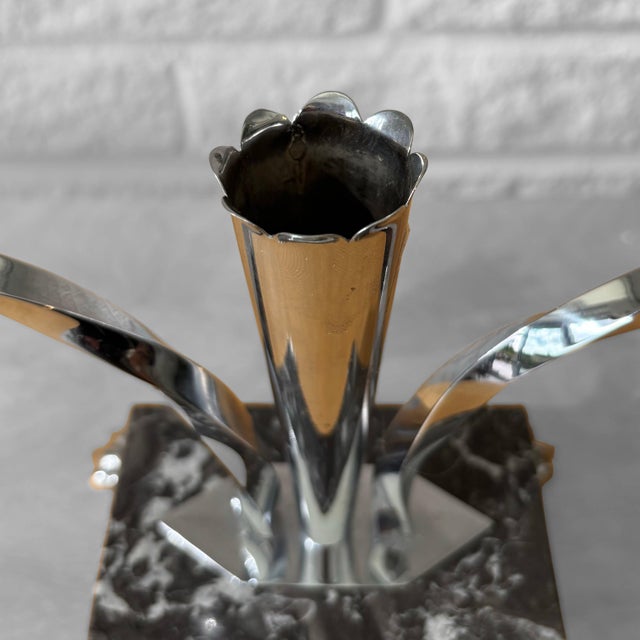 Art Deco Style Candelabras in Chrome and Marble, Sweden, 1950s, Set of 2 For Sale - Image 9 of 11