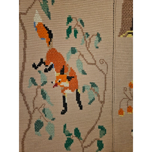 1960s Needlework Hand Made Wool Throw With Fox Hunting Scenes For Sale - Image 5 of 5