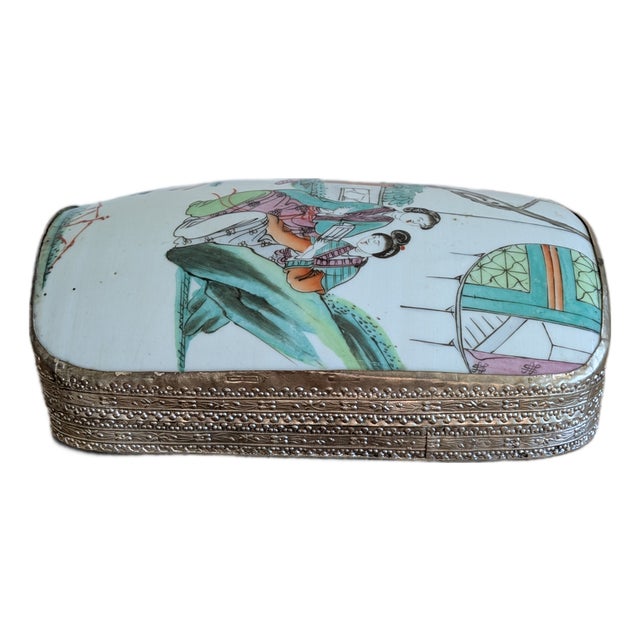 Antique Chinese Porcelain Shard Box For Sale