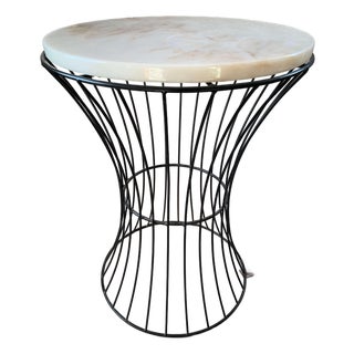 1950s Iron and Marble Side Table For Sale