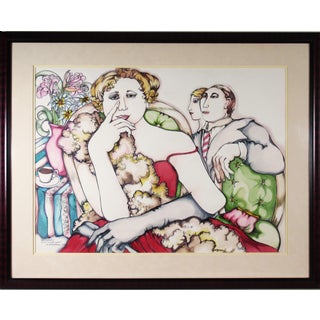 Linda Carter Holman, "Am I Excluded ? or do I Exclude Myself ?" Large watercolor, 1979 For Sale