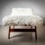 Large Mid-Century Wooden Daybed with Adjustable Headrest and Sheepskin Upholster For Sale In New York - Image 6 of 8