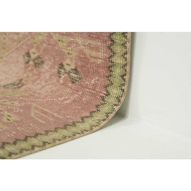 1970s Vintage Turkish Handmade Wool Cotton Pink Area Rug For Sale - Image 9 of 13