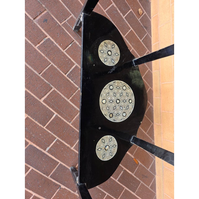 1990s 1990s Mother-of-Pearl Inlaid Console Table With a Matching Mirror For Sale - Image 5 of 5