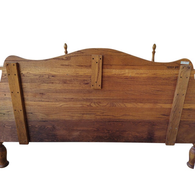 Vintage Oakwood Interiors Traditional Solid Oak Cannonball Four Poster Bed For Sale - Image 13 of 14