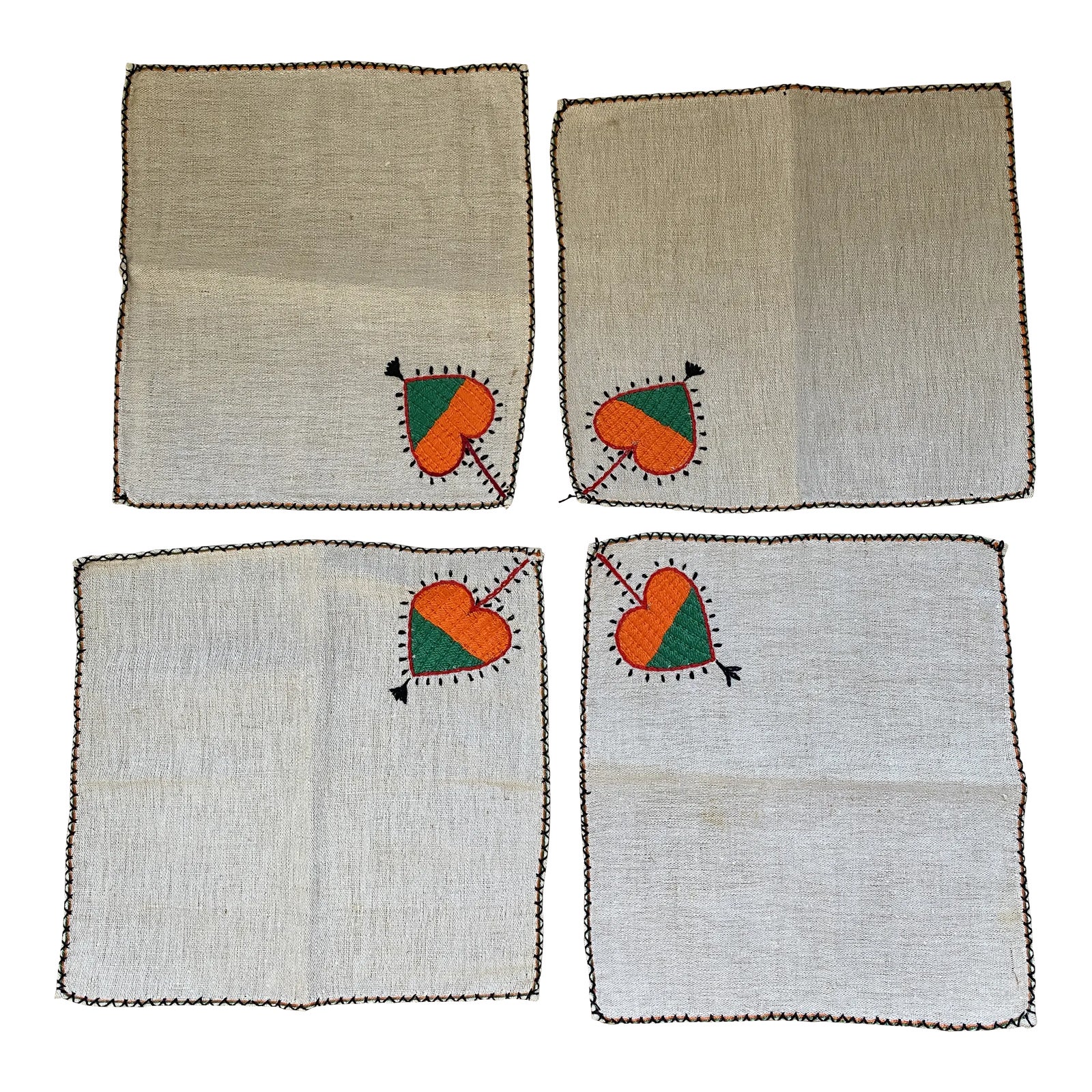 Vintage Linen HandEmbroidered Cocktail Napkins Set of 4 Chairish