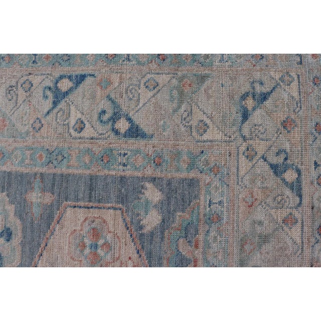 2020s Modern Oushak With Three Large Medallion Design on a Blue-Gray Field For Sale - Image 5 of 12