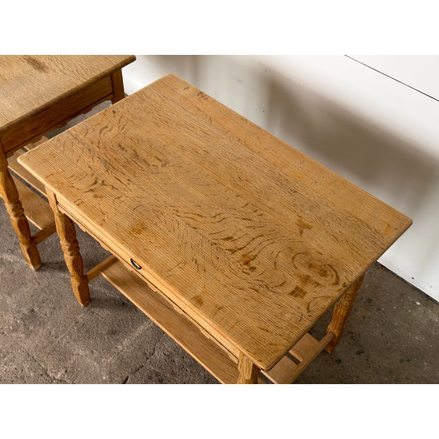 Scandinavian Modern Oak Side Tables by Henning Kjærnulf, 1960s, Set of 2 For Sale - Image 8 of 11
