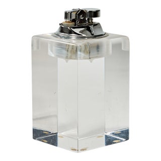Mid-Century Lucite Cube Table Lighter For Sale