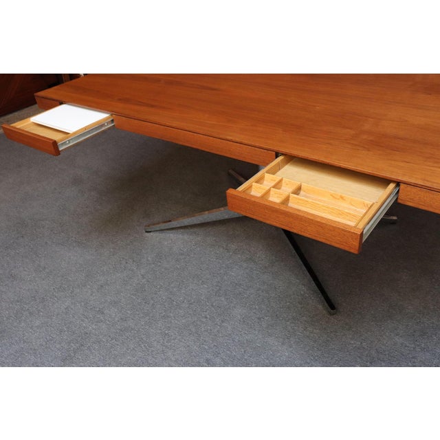 Vintage Florence Knoll Teak and Chromed-Steel Partner's Desk / Executive Desk For Sale - Image 14 of 18