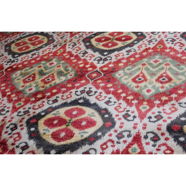 Genuine Hand-Knotted Ikat Rug. 8'x 10'3" For Sale - Image 16 of 17
