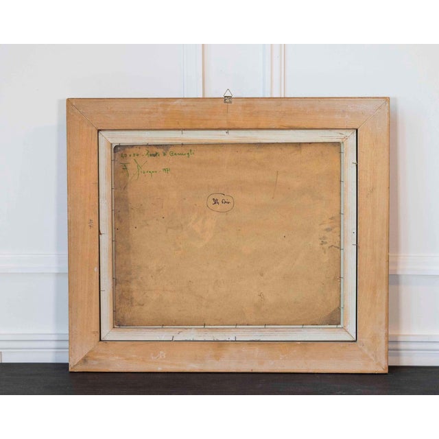 Gold Ferruccio Piovano, Port of Camogli, Oil on Cardboard, Signed, 1974 For Sale - Image 8 of 9